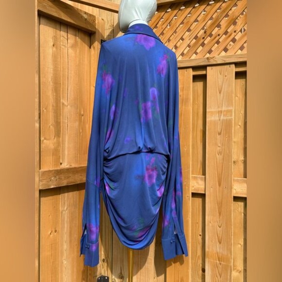 🆕 RAT & BOA 🧿 NWOT Volana Blue and Purple Floral Printed Cowl Neck Mini, Sz XL - Picture 8 of 15